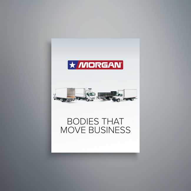 Morgan Truck Body corporate brochure cover featuring multiple commercial truck bodies