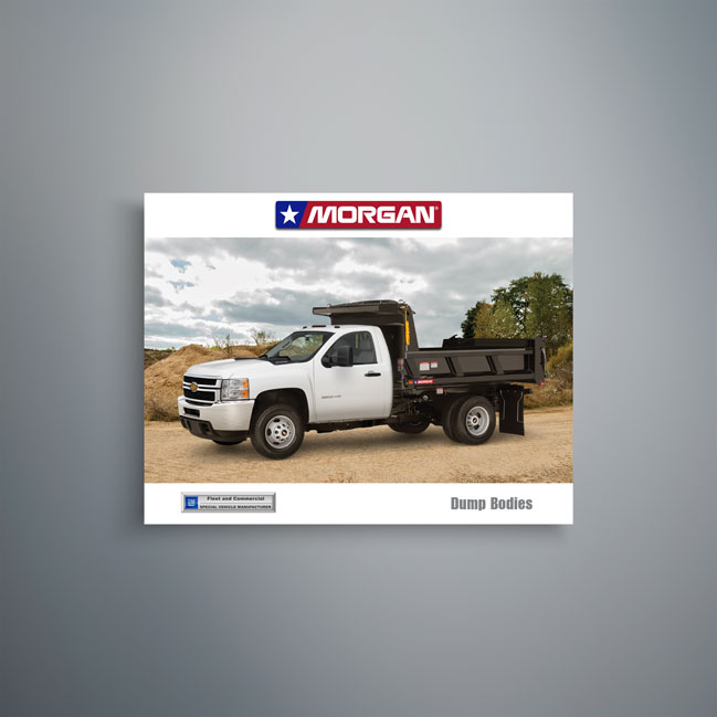 Morgan dump truck body on Chevrolet chassis for hauling materials at construction jobsite